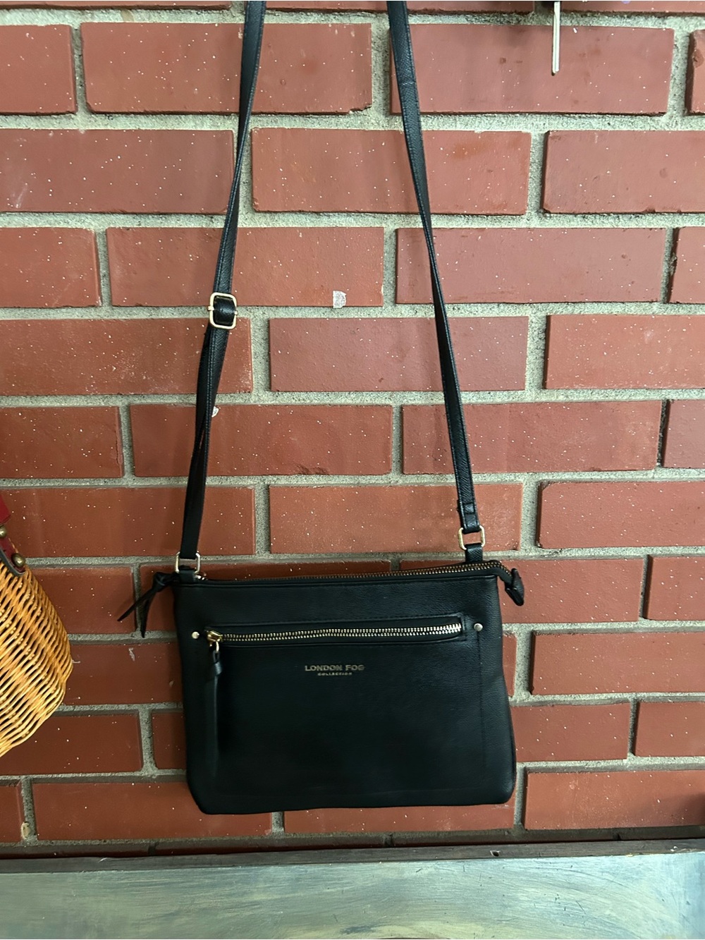 London Fog Black Crossbody Bag with Gold Hardware
